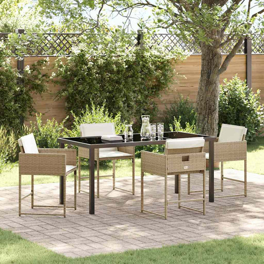 Garten Essgruppe 5 pcs Beige Poly-Rattan