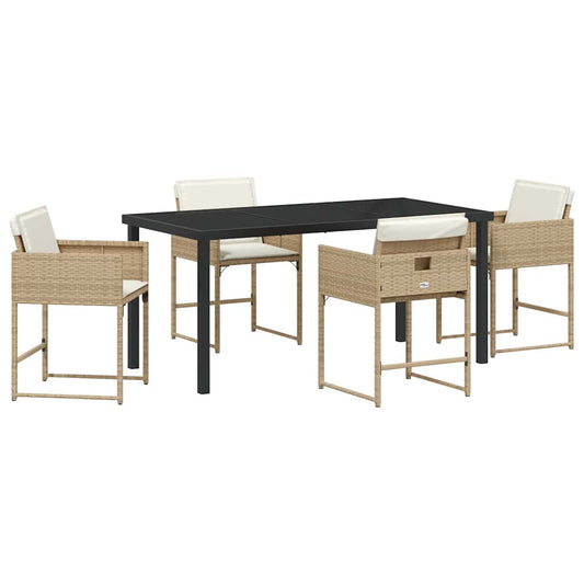 Garten Essgruppe 5 pcs Beige Poly-Rattan