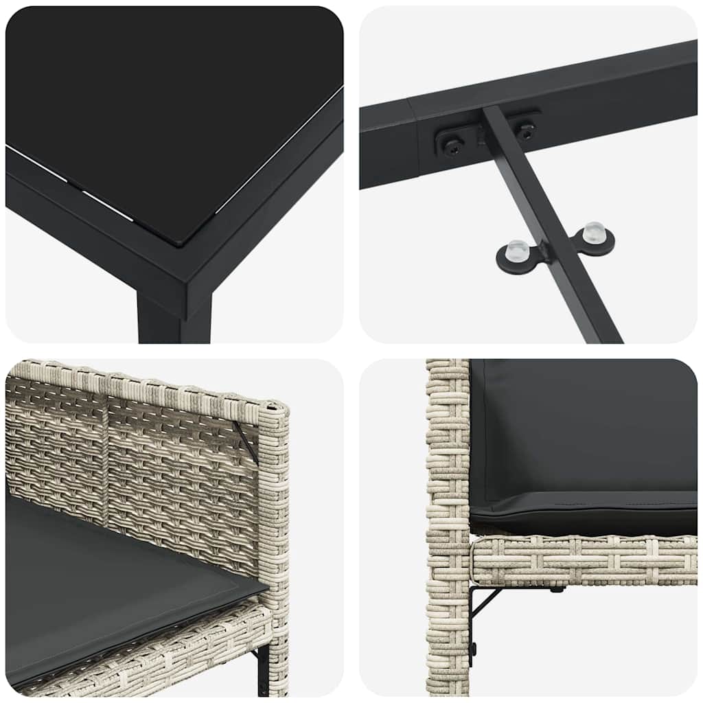 Garten Essgruppe 5 pcs Hellgrau Poly-Rattan