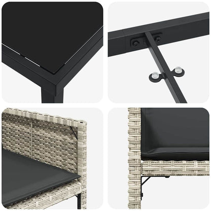 Garten Essgruppe 5 pcs Hellgrau Poly-Rattan