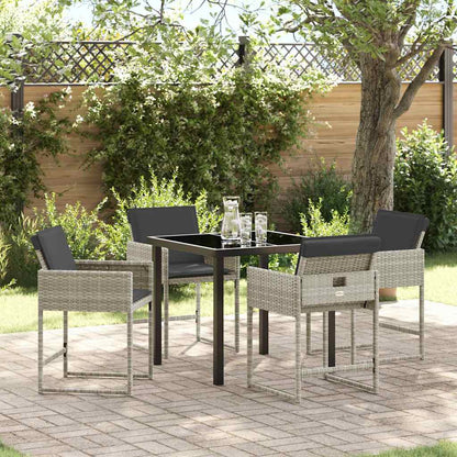 Garten Essgruppe 5 pcs Hellgrau Poly-Rattan