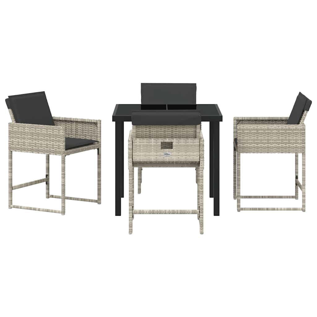 Garten Essgruppe 5 pcs Hellgrau Poly-Rattan