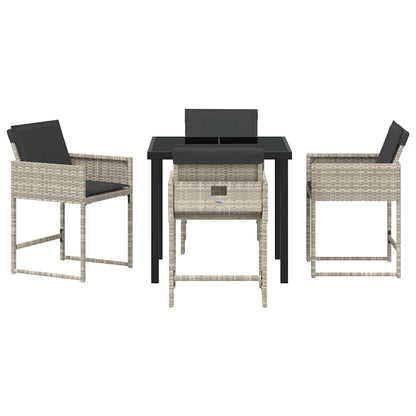 Garten Essgruppe 5 pcs Hellgrau Poly-Rattan