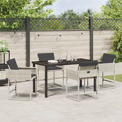 Garten Essgruppe 5 pcs Hellgrau Poly-Rattan