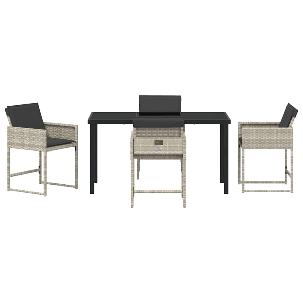 Garten Essgruppe 5 pcs Hellgrau Poly-Rattan