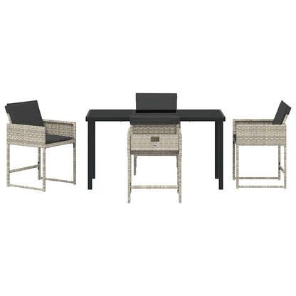 Garten Essgruppe 5 pcs Hellgrau Poly-Rattan