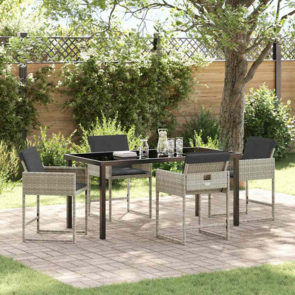 Garten Essgruppe 5 pcs Hellgrau Poly-Rattan