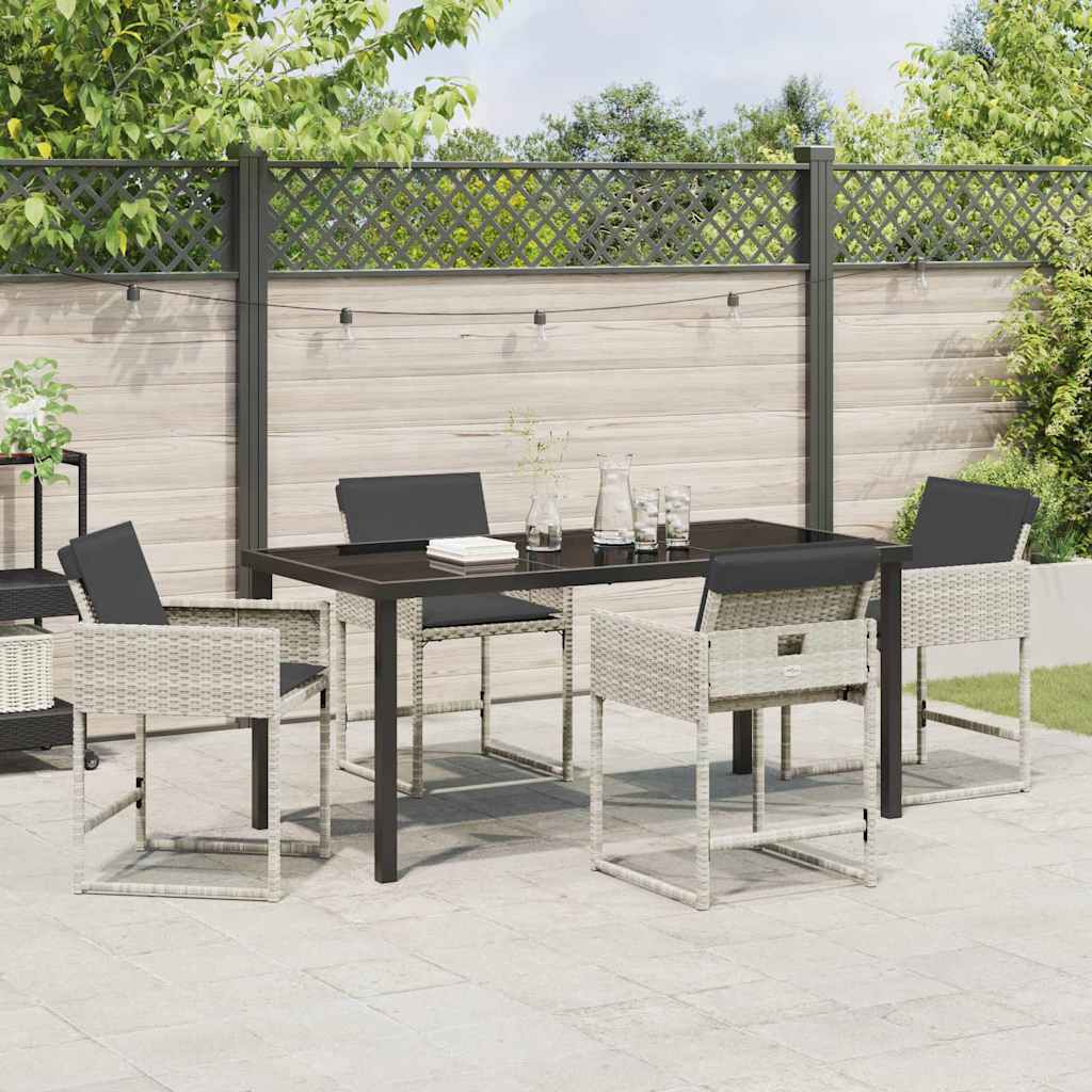 Garten Essgruppe 5 pcs Hellgrau Poly-Rattan
