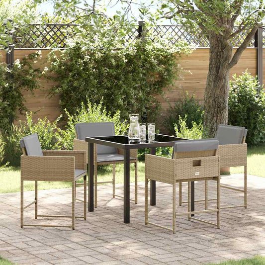 Garten Essgruppe 5 pcs Beige Poly-Rattan