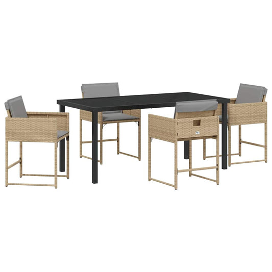 Garten Essgruppe 5 pcs Beige Poly-Rattan