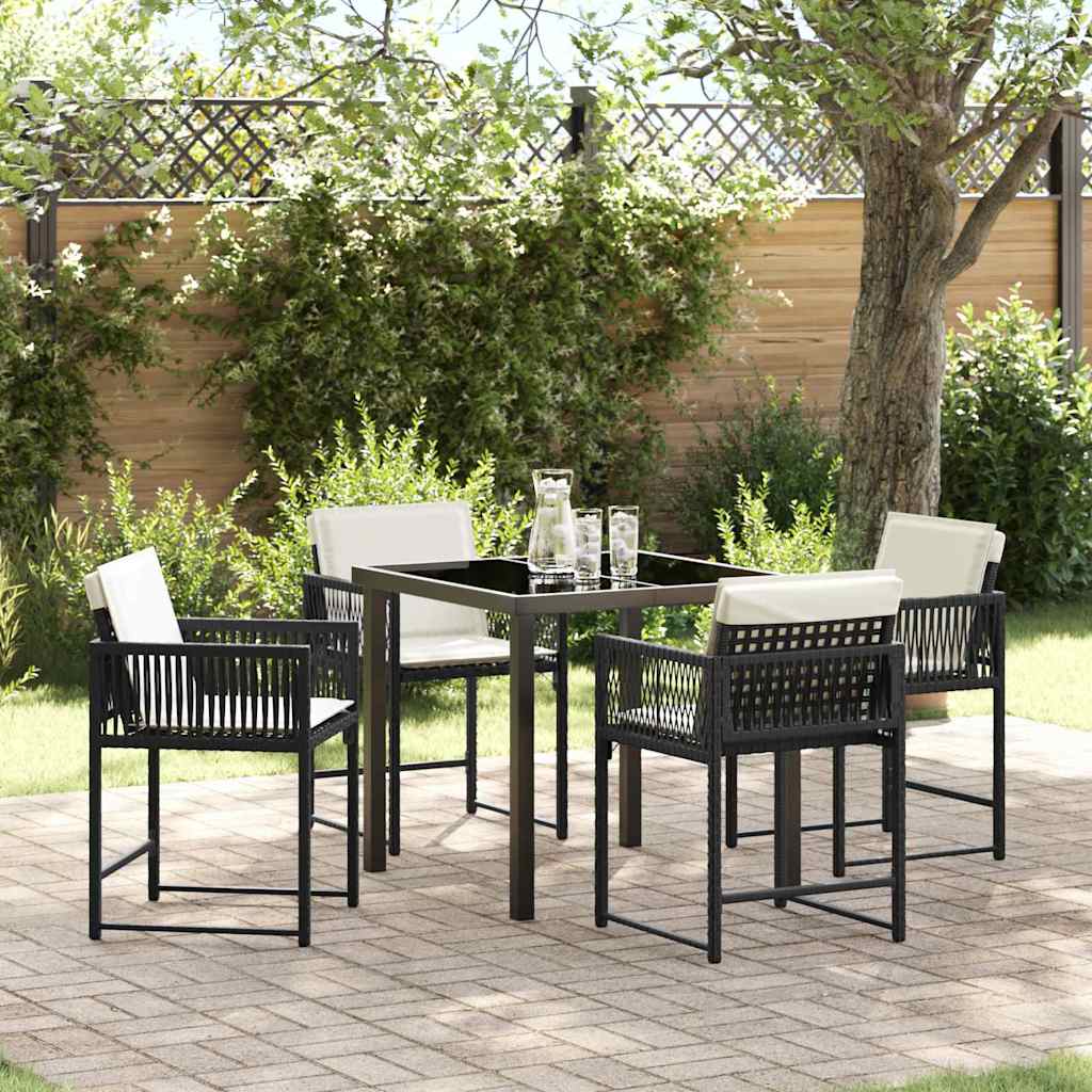 Garten Essgruppe 5 pcs Schwarz Poly-Rattan