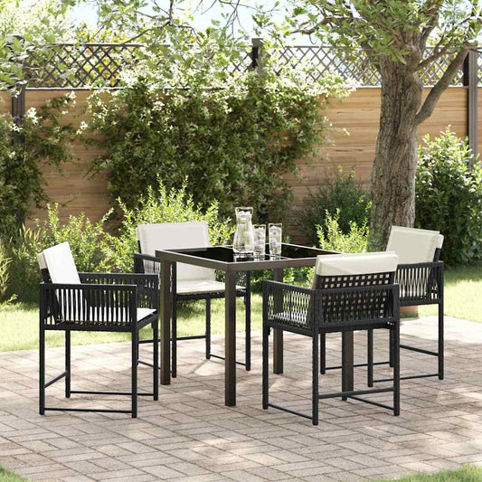 Garten Essgruppe 5 pcs Schwarz Poly-Rattan