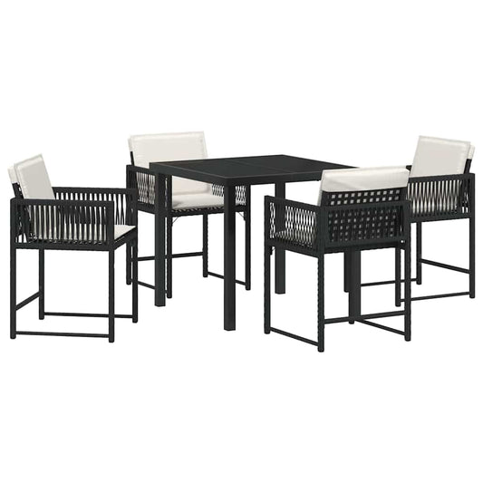 Garten Essgruppe 5 pcs Schwarz Poly-Rattan