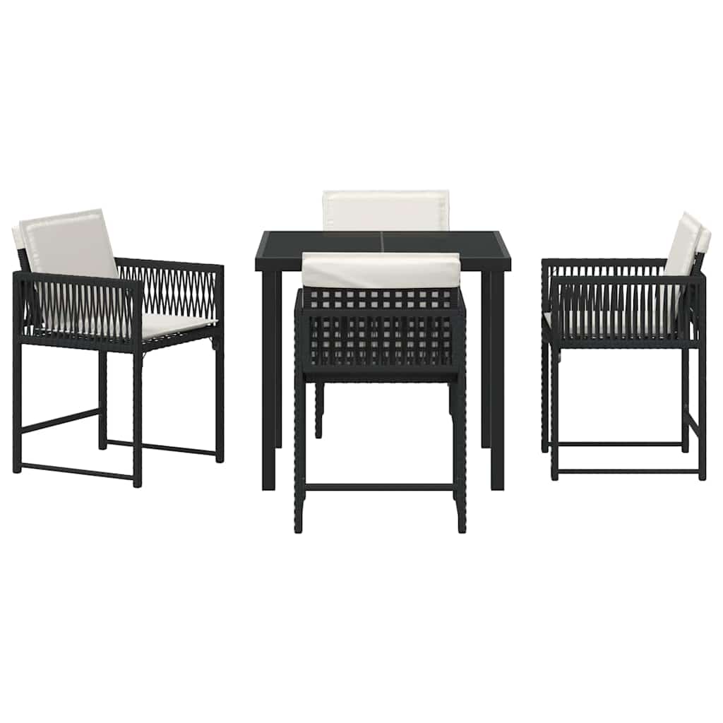 Garten Essgruppe 5 pcs Schwarz Poly-Rattan