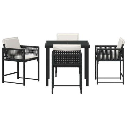 Garten Essgruppe 5 pcs Schwarz Poly-Rattan