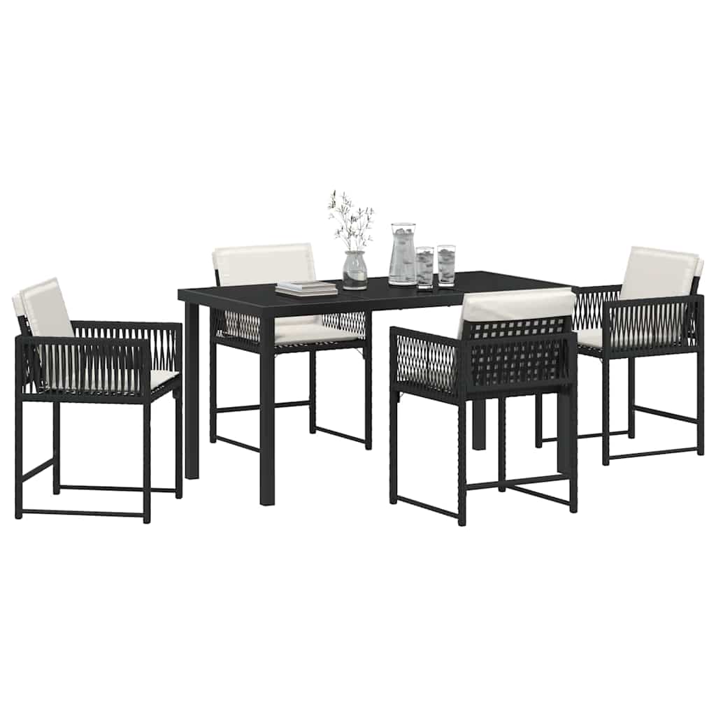 Garten Essgruppe 5 pcs Schwarz Poly-Rattan