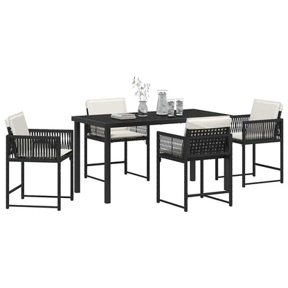 Garten Essgruppe 5 pcs Schwarz Poly-Rattan