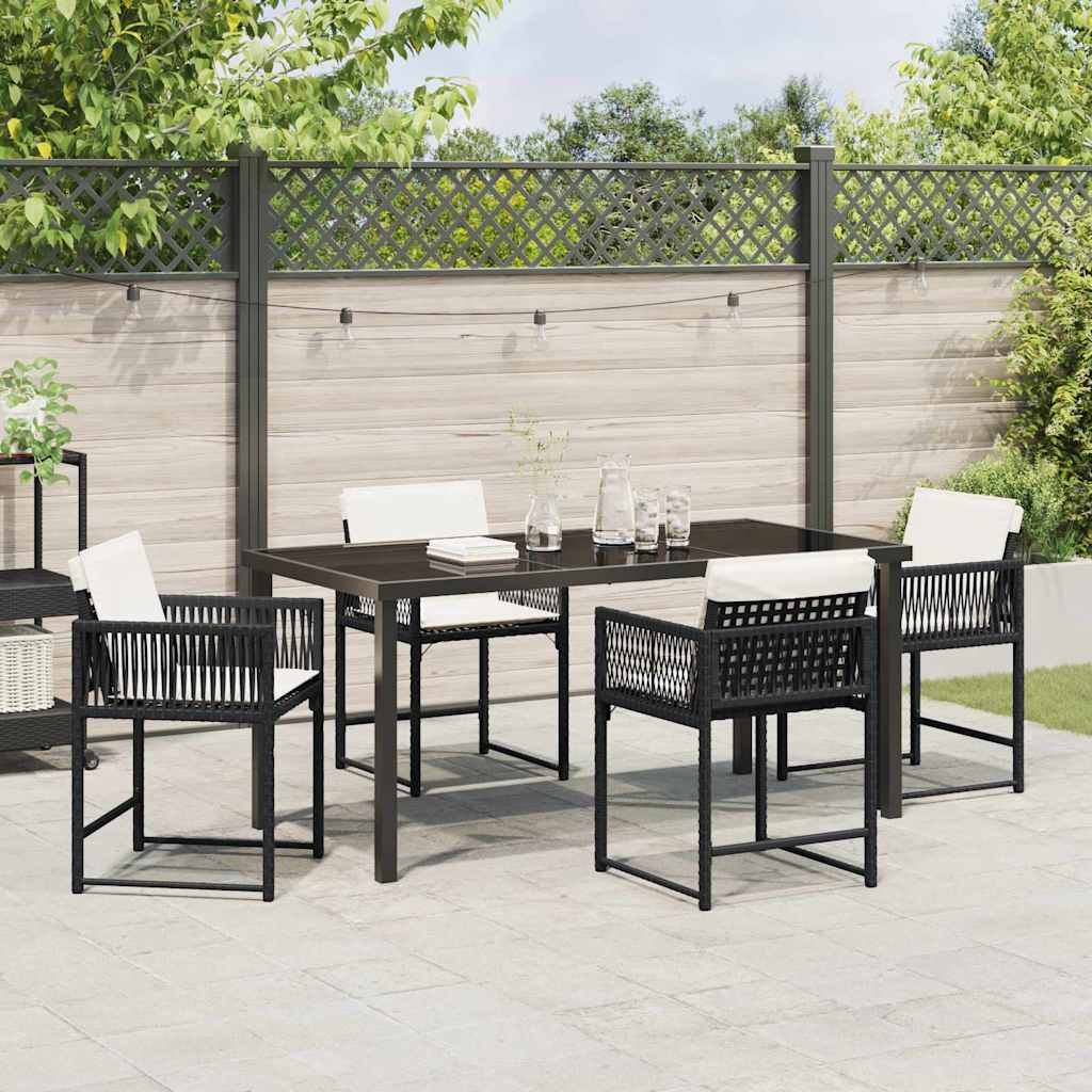 Garten Essgruppe 5 pcs Schwarz Poly-Rattan