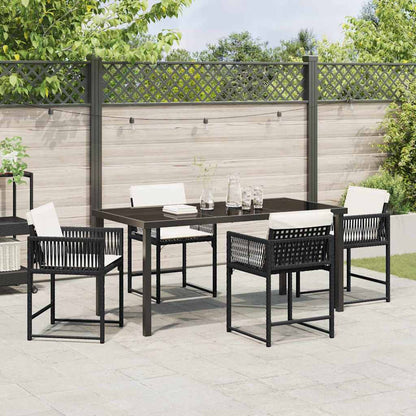 Garten Essgruppe 5 pcs Schwarz Poly-Rattan