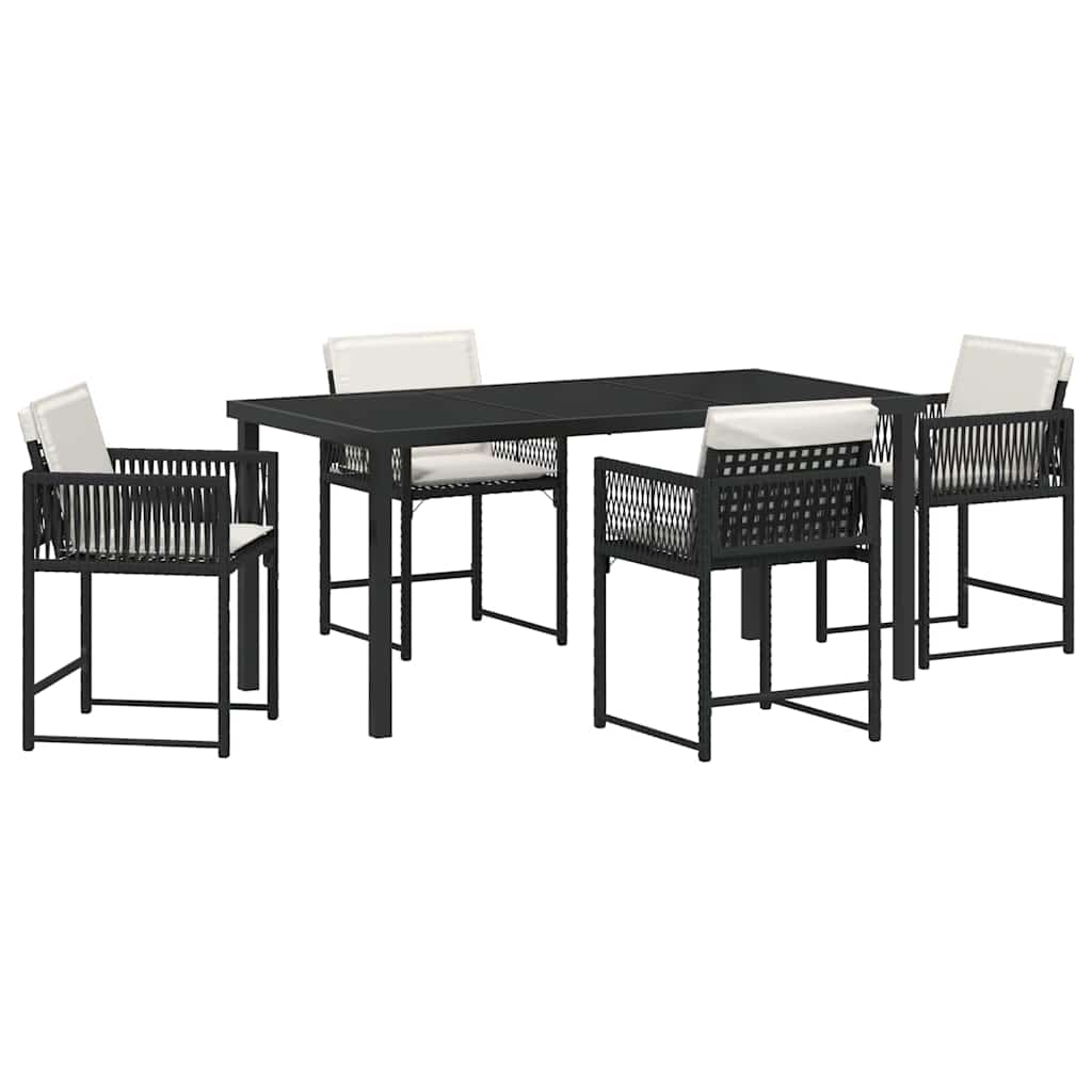 Garten Essgruppe 5 pcs Schwarz Poly-Rattan