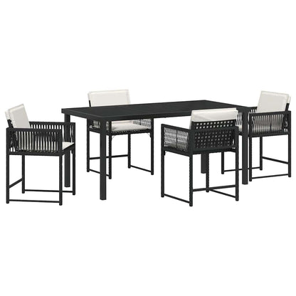 Garten Essgruppe 5 pcs Schwarz Poly-Rattan