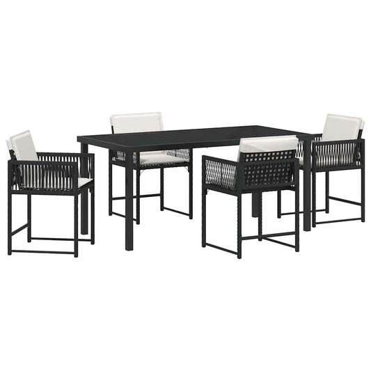 Garten Essgruppe 5 pcs Schwarz Poly-Rattan
