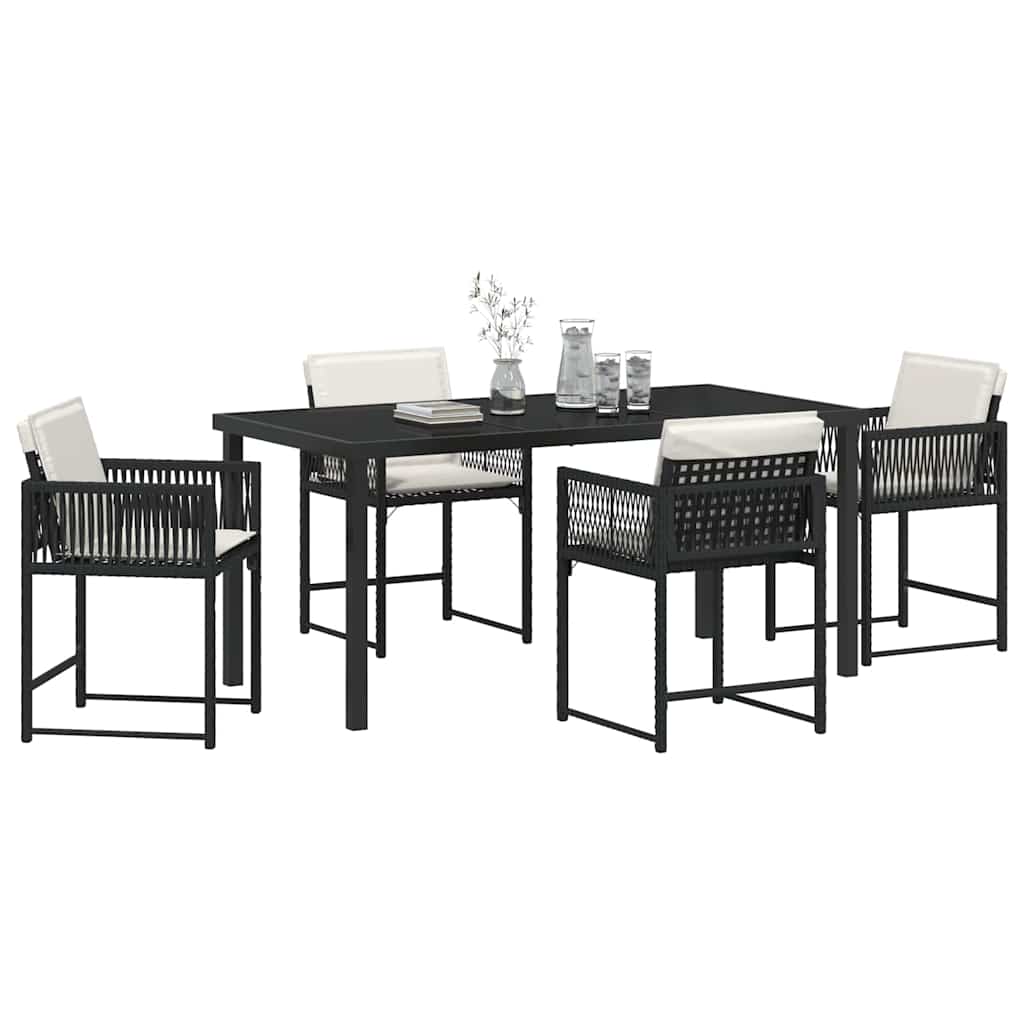 Garten Essgruppe 5 pcs Schwarz Poly-Rattan