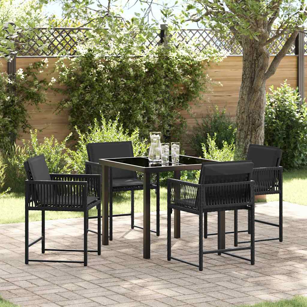 Garten Essgruppe 5 pcs Schwarz Poly-Rattan