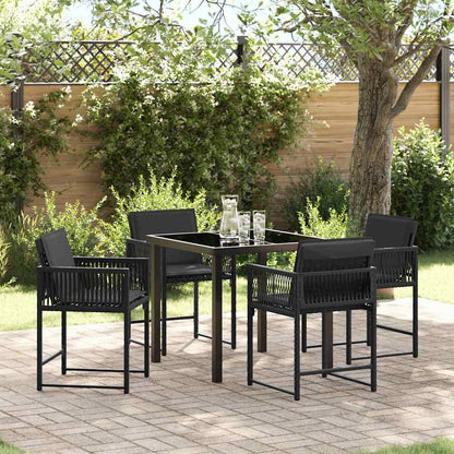 Garten Essgruppe 5 pcs Schwarz Poly-Rattan