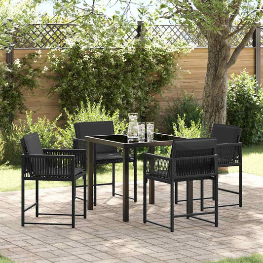 Garten Essgruppe 5 pcs Schwarz Poly-Rattan