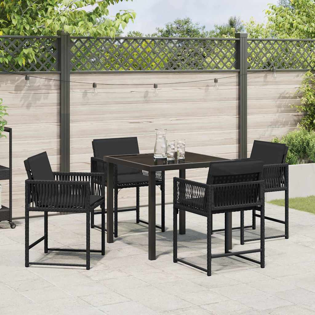 Garten Essgruppe 5 pcs Schwarz Poly-Rattan