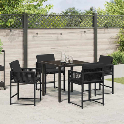 Garten Essgruppe 5 pcs Schwarz Poly-Rattan