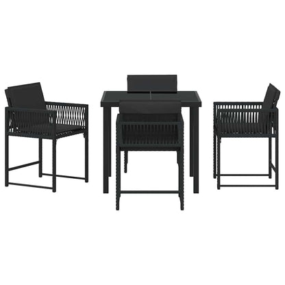 Garten Essgruppe 5 pcs Schwarz Poly-Rattan