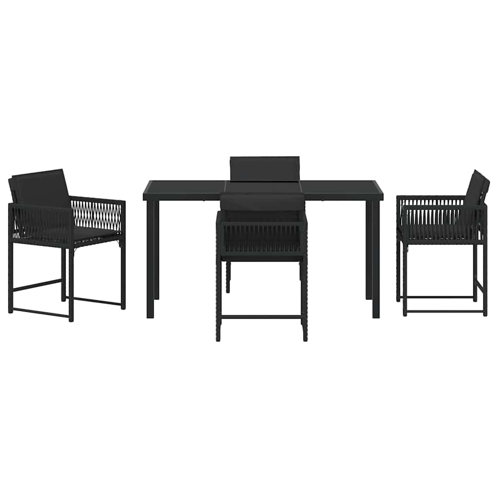 Garten Essgruppe 5 pcs Schwarz Poly-Rattan