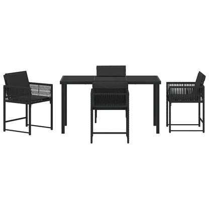 Garten Essgruppe 5 pcs Schwarz Poly-Rattan