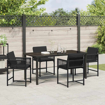 Garten Essgruppe 5 pcs Schwarz Poly-Rattan