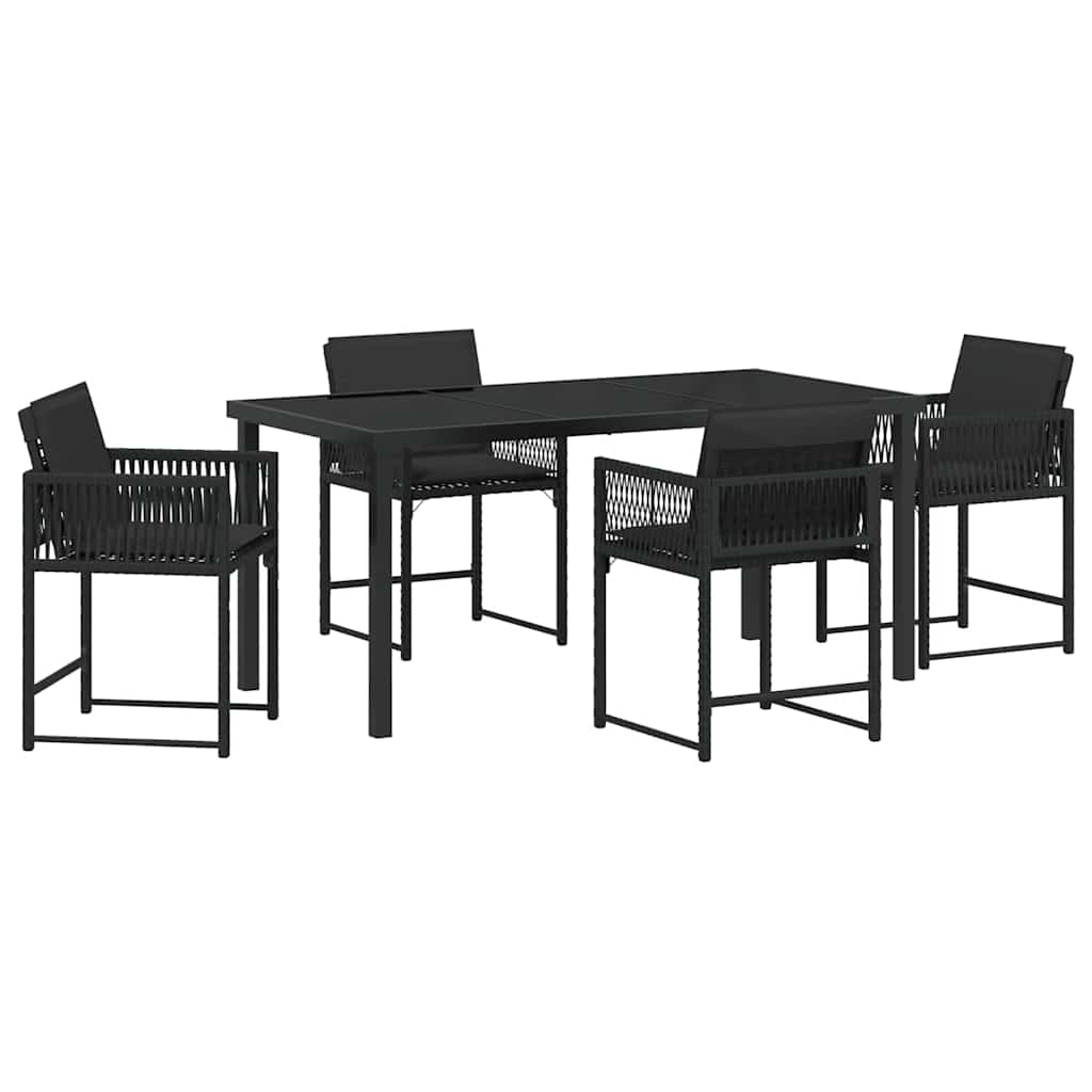 Garten Essgruppe 5 pcs Schwarz Poly-Rattan