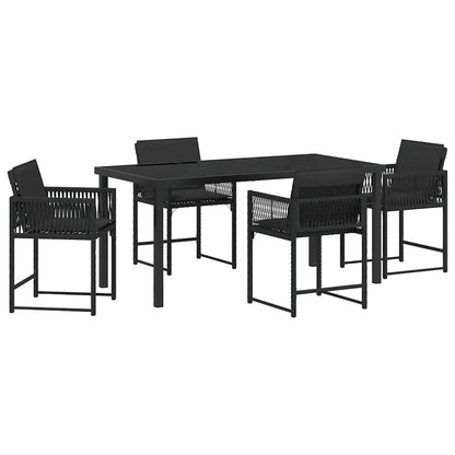 Garten Essgruppe 5 pcs Schwarz Poly-Rattan