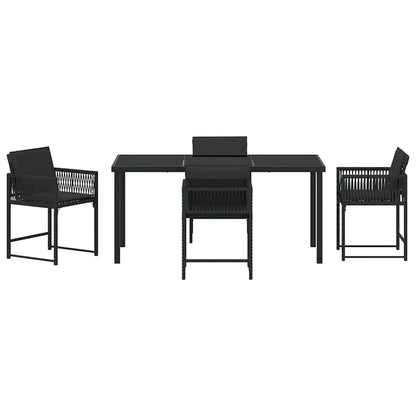 Garten Essgruppe 5 pcs Schwarz Poly-Rattan