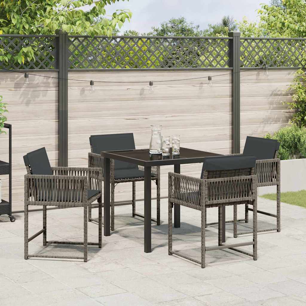 Garten Essgruppe 5 pcs Grau Poly-Rattan