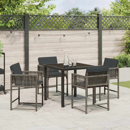 Garten Essgruppe 5 pcs Grau Poly-Rattan