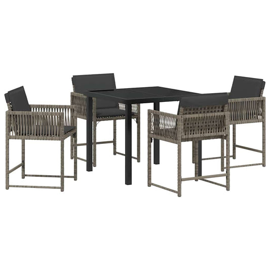 Garten Essgruppe 5 pcs Grau Poly-Rattan