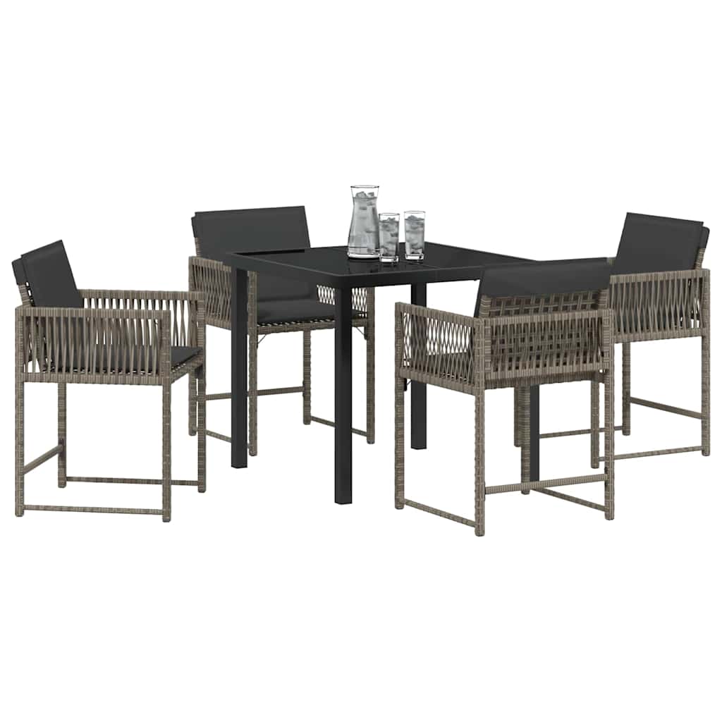 Garten Essgruppe 5 pcs Grau Poly-Rattan