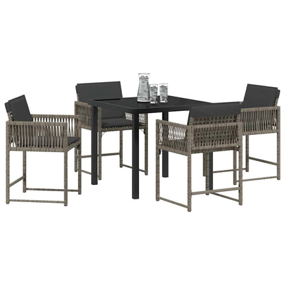 Garten Essgruppe 5 pcs Grau Poly-Rattan