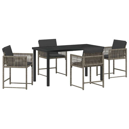 Garten Essgruppe 5 pcs Grau Poly-Rattan