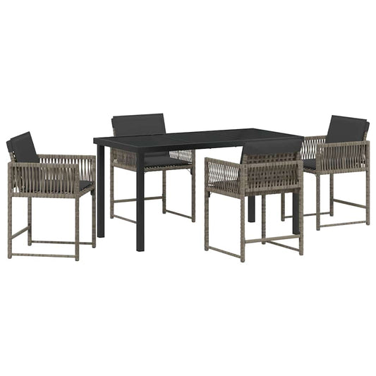 Garten Essgruppe 5 pcs Grau Poly-Rattan