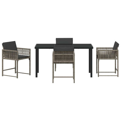 Garten Essgruppe 5 pcs Grau Poly-Rattan