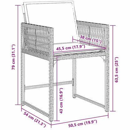 Garten Essgruppe 5 pcs Grau Poly-Rattan