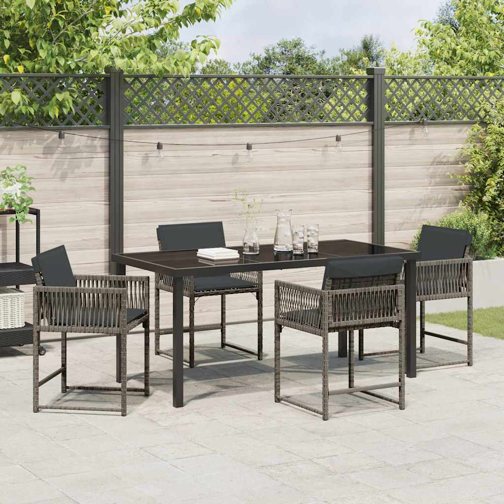 Garten Essgruppe 5 pcs Grau Poly-Rattan