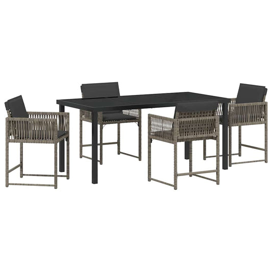 Garten Essgruppe 5 pcs Grau Poly-Rattan